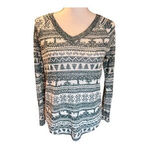 Wallflower Christmas Theme Green and Cream Knit Sweater